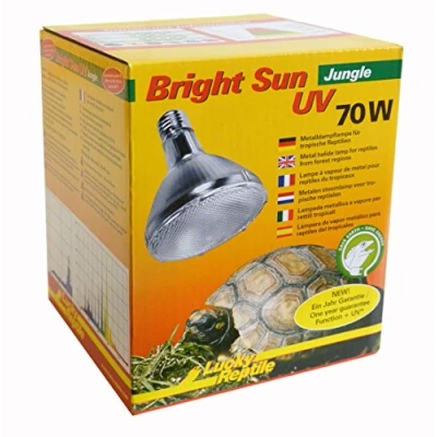 Afbeelding van Lucky Reptile Bright Sun UV Jungle 70W metalen stoomlamp voor E27 fittingen terrarium met daglichtspectrum UVA en UVB thermische lamp tropische reptielen