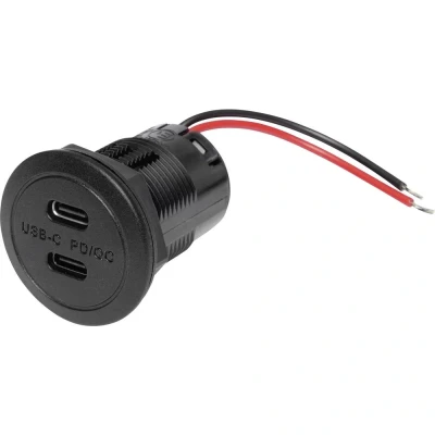 Afbeelding van ProCar Power USB C Doppelsteckdose PD/QC EV ohne LED max 2x 30 W dubbele stekkerdoos zonder max. watt Stroombelasting (max.): 3