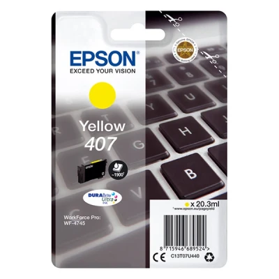 Image de Epson 407 20.3 ml taille L jaune original cartouche d&#039;encre pour WorkForce Pro WF 4745, 4745DTWF