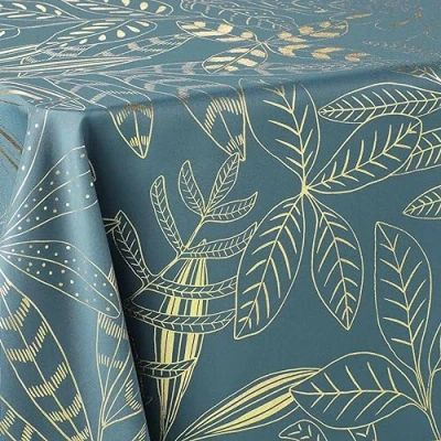 Afbeelding van douceur d&#039;intérieur, Belflor tafelkleed, rechthoekig, 150 x 240 cm, smaragd/goud, polyester, bedrukt met metallic,