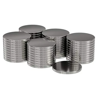 Afbeelding van Neodymium magneten, rond, 12 x 1 mm, dikte 0,55 kg, zilver, extra sterk voor whiteboard, prikbord, magneetbord, werkplaats