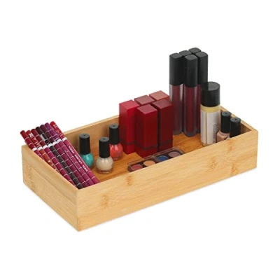 Afbeelding van Relaxdays organizer bamboe smal opbergbakje bureau cosmetica keuken
