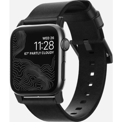 Afbeelding van Nomad modern slim leather strap Apple Watch 42mm / 44mm 45mm 49mm zwart NM1A41BM00