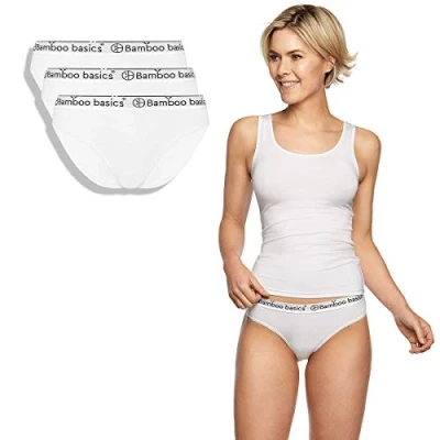 Afbeelding van Bamboo Basics Bamboeslip voor dames met zachte tailleband Yara Set van 3 Niet irriterende naden en etiketten Ademend, Wit