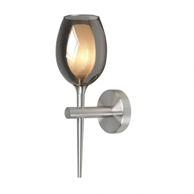 Afbeelding van Belle wandlamp, rookgrijs/nikkel, hoogte 39 cm, glas