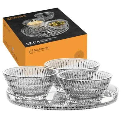 Afbeelding van Nachtmann 4 delige set, 3 kommen, 1 etnisch kristalbord transparant 105766