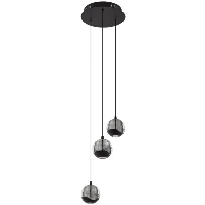 Afbeelding van Lucande LED hanglamp Hayley, zwart, 3 lamps, glas