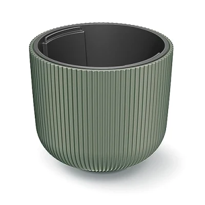 Afbeelding van Tymar Bloempot met inzet, kunststof plantenbak, groot, groen DBML, diameter 24 cm