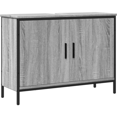 Afbeelding van Wastafelkast 80x30x60 cm bewerkt hout grijs sonoma eikenkleurig
