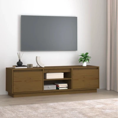 Afbeelding van Tv meubel 140x35x40 cm massief grenenhout honingbruin