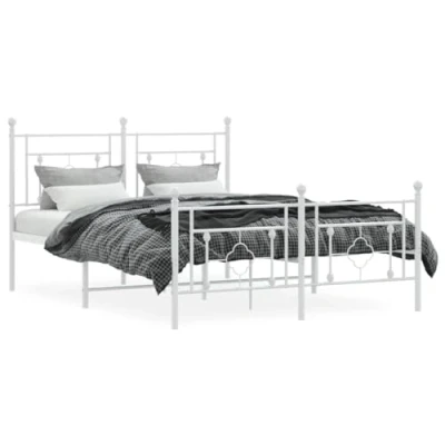 Afbeelding van Bedframe met hoofd en voeteneinde metaal wit 140x200 cm