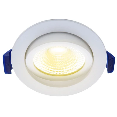 Afbeelding van Led inbouwspot badkamer wit, warm wit (2700K), kantelbaar, 5W vervangt 50W, zaagmaat Ø75mm, buitenmaat Ø85mm, 23mm diep