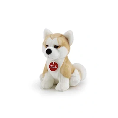 Afbeelding van Trudi Classic knuffel Hond Akita Ascanio 21 cm Hoge kwaliteit pluche Knuffeldier voor jongens en meisjes Beige Wit 16x21x19 maat S