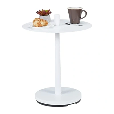 Afbeelding van Relaxdays bijzettafel metaal salontafel rond tafel woonkamer staal &amp; hout