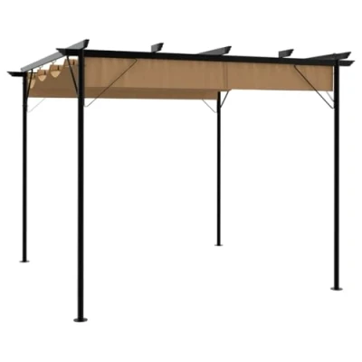 Afbeelding van VidaXL Pergola met uittrekbaar dak 180 g/m² 3x3 m staal taupe