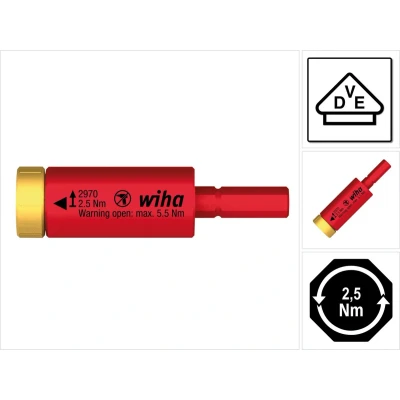 Afbeelding van Wiha Moment easyTorque adapter electric voor slimBits en slimVario® houder in blister (41343) 2,5 Nm