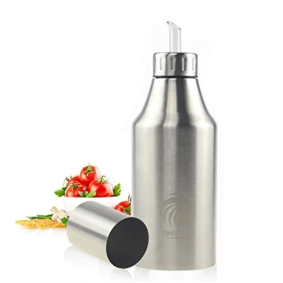 Afbeelding van Roestvrij Staal Olie Fles Azijn Dispenser Tank Lekvrije Fles, Vloeibare Ingrediënten Stofdichte Zilver