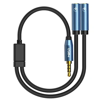 Afbeelding van MillSO Hoofdtelefoonsplitter 3,5 mm jack adapter 4 polige mannelijke / vrouwelijke dubbele microfoon splitter (microfoon + audio) voor mobiele telefoon, laptops