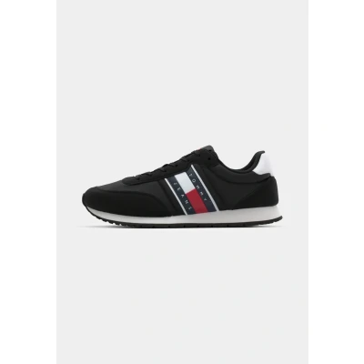 Afbeelding van Tommy Jeans Runner Casual Sneakers laag, Heren, Maat: 46, Black Leer en textiel