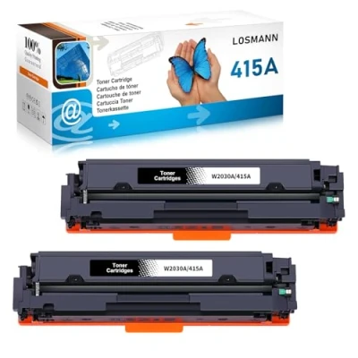 Afbeelding van LOSMANN 2 stuks tonercartridges compatibel met HP 415A 415X W2030A W2030X voor Color Laserjet Pro MFP M479fdw M479fnw M479fdn M479dw M454dn M454dw M479 M454 zwart