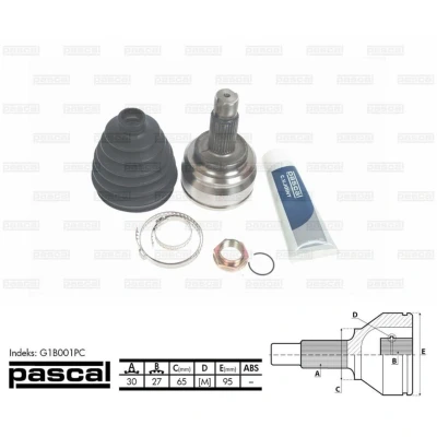 Afbeelding van PASCAL G1B001PC Aandrijfas Vooras links 588 95 BMW: X5
