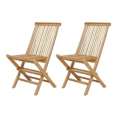 Afbeelding van AXI Jules Teak inklapbare Stoel Bruin Houten tuinstoelen Hoge rugleuning Set van 2 stuks 100% 120 kg draagkracht Tuin, terras of balkon