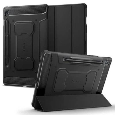 Afbeelding van Spigen Tablet Hoes Geschikt voor Samsung Galaxy Tab S9 11.0 inch FE Rugged Armor Pro Bookcase Zwart /Black