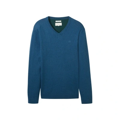 Afbeelding van TOM Tailor Trui, Heren, Maat: XL, Dark teal melange