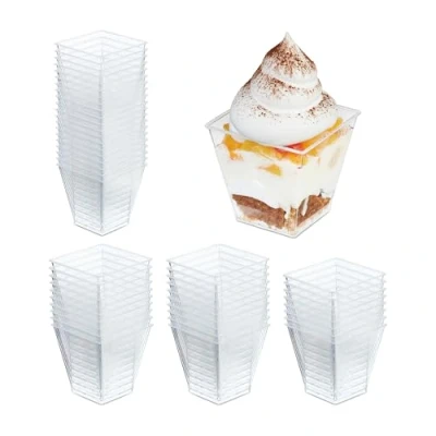 Afbeelding van Relaxdays dessertbekers set van 50 herbruikbare dessertschaaltjes kunststof