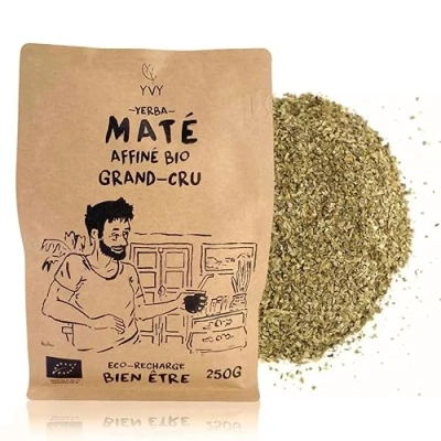 Afbeelding van YVY MATÉ Yerba Mate Bio Gerijpt 24 maanden Grand Cru 250 g Maté &amp; Rookvrij Zonder steel Stofvrij Biologisch en fair trade Weinig bitter natuurlijk zoet Energie goed