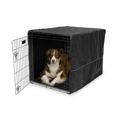 Afbeelding van MidWest Homes for Pets Beschermhoes voor hondenkooi van duurzaam polyester en katoen met tefloncoating, zwart