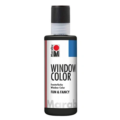 Afbeelding van Marabu 04060004873 Window Color Fun &amp; Fancy contourverf zwart zacht 80 ml op waterbasis afneembaar gladde oppervlakken zoals glas, spiegels, tegels en folie