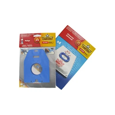 Afbeelding van Doos met 4 universele stofzuigerzakken Top Filter Click Bag adapter voor Philips 070 stofzuigers