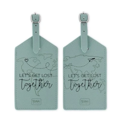 Afbeelding van Legami Bagagelabels, Let&#039;s Get Lost Together, set van 2 naamplaatjes voor koffer, reisaccessoire vliegtuigen, cruise trein, bagagelabels gegevensbescherming in