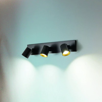 Afbeelding van Modo spot, 3 lamps, zwart, decoratieve ringen, GU10, aluminium