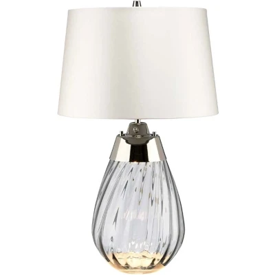 Afbeelding van Elstead Lighting LED Tafellamp Lena Smoke 60W 3000K 620Lm 830 tinted Glass / Off White Shade