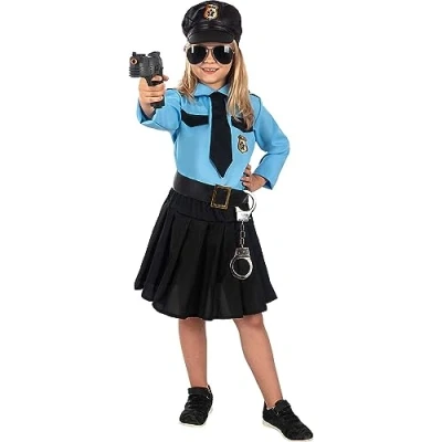 Afbeelding van Funidelia Blauw politiekostuum voor meisjes, politieagent, FBI, beroepen kinderkostuum en accessoires Halloween, carnaval feesten. Maat 7 9 jaar Donkerblauw