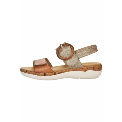 Afbeelding van Remonte Sandalen met plateauzool noccia/lehmmetallic, Dames, Maat: 38, Noccia/lehm metallic Leer