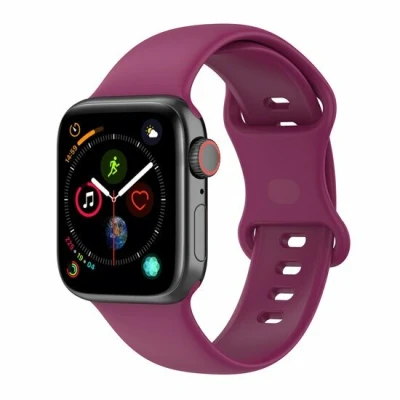 Afbeelding van Apple Watch Siliconen sportbandje Wijnrood Maat: S/M Geschikt voor 38mm / 40mm 41mm