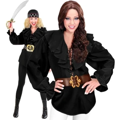 Afbeelding van Widmann Piraat &amp; Viking Kostuum Piratenshirt Dames, Wit Vrouw / Beige XL Carnavalskleding Verkleedkleding