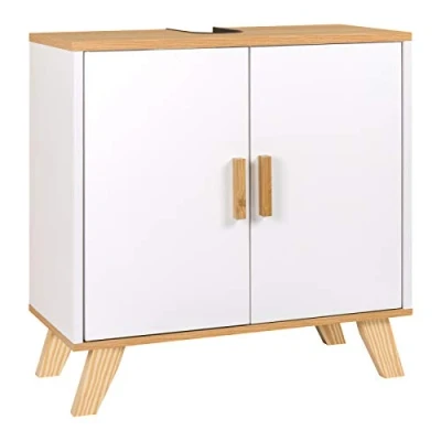 Afbeelding van EUGAD 0018WY Wastafelonderkast, toiletkast, staande kast met 2 deuren, 60 x 30 cm, wit