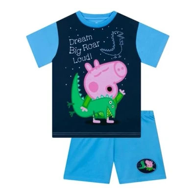 Afbeelding van Peppa Pig Pyjama voor jongens, korte mouwen, pyjamaset, George Pig, zomerpyjama Blauw