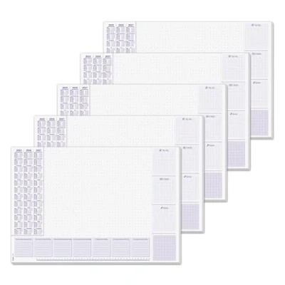 Afbeelding van SIGEL HO355/5 papieren onderleggers, 5 stuks, ca. DIN A2, extra groot, met actuele 3 jarige kalender en weekplanner, 30 vellen, veganistisch, van duurzaam papier