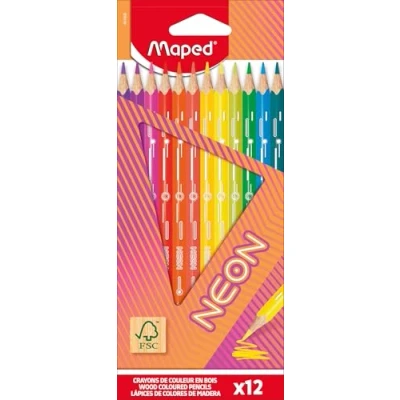 Afbeelding van Maped Neon kleurpotloden effect kleuren Doos met 12 neonpotloden