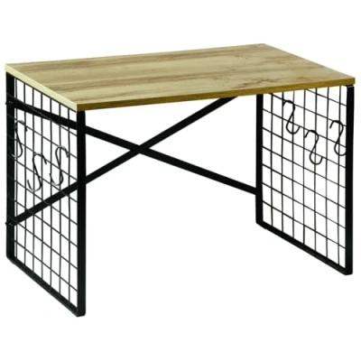Afbeelding van Kesper Keuken aanrecht etagere 1 niveau hout/metaal opzet rekje/organizer 52 x 32 36 cm over magnetron verhoger