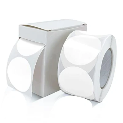 Afbeelding van 500 stuks ronde stickers 38 mm wit kleine plakpunten kleurcode verwijderbare cirkelstickers weerbestendig met dispenserdoos