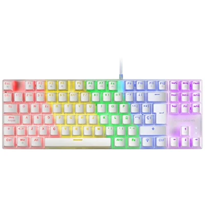 Afbeelding van Mars gaming MK80 Wit, mechanisch toetsenbord TKL FRGB, antighosting, mechanische switch Blauw, taal Frans