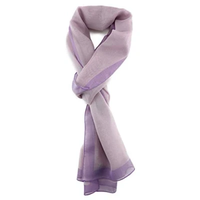 Afbeelding van TigerTie Effen chiffon sjaal voor dames, halsdoek 160 cm x 36 cm, gemaakt in Italië, paars, lila, paars
