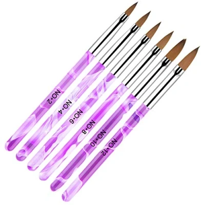 Afbeelding van AvoDovA 6 STKS Paarse Nail Art Borstel Set, Tips Builder Borstel, UV Gel Acryl Nagelborstel Schilderen Pen, Design Liner Pen Brush Kit voor Thuis Salon