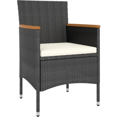 Afbeelding van vidaXL 5 delige Tuinset poly rattan en massief acaciahout zwart